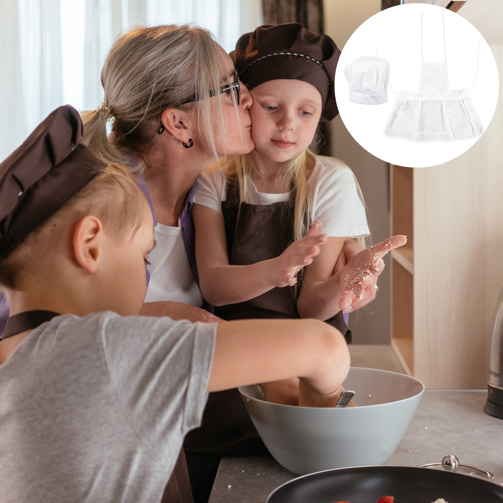 Kitchen Kids Baking Set - 1 conjunto de avental e chapéu