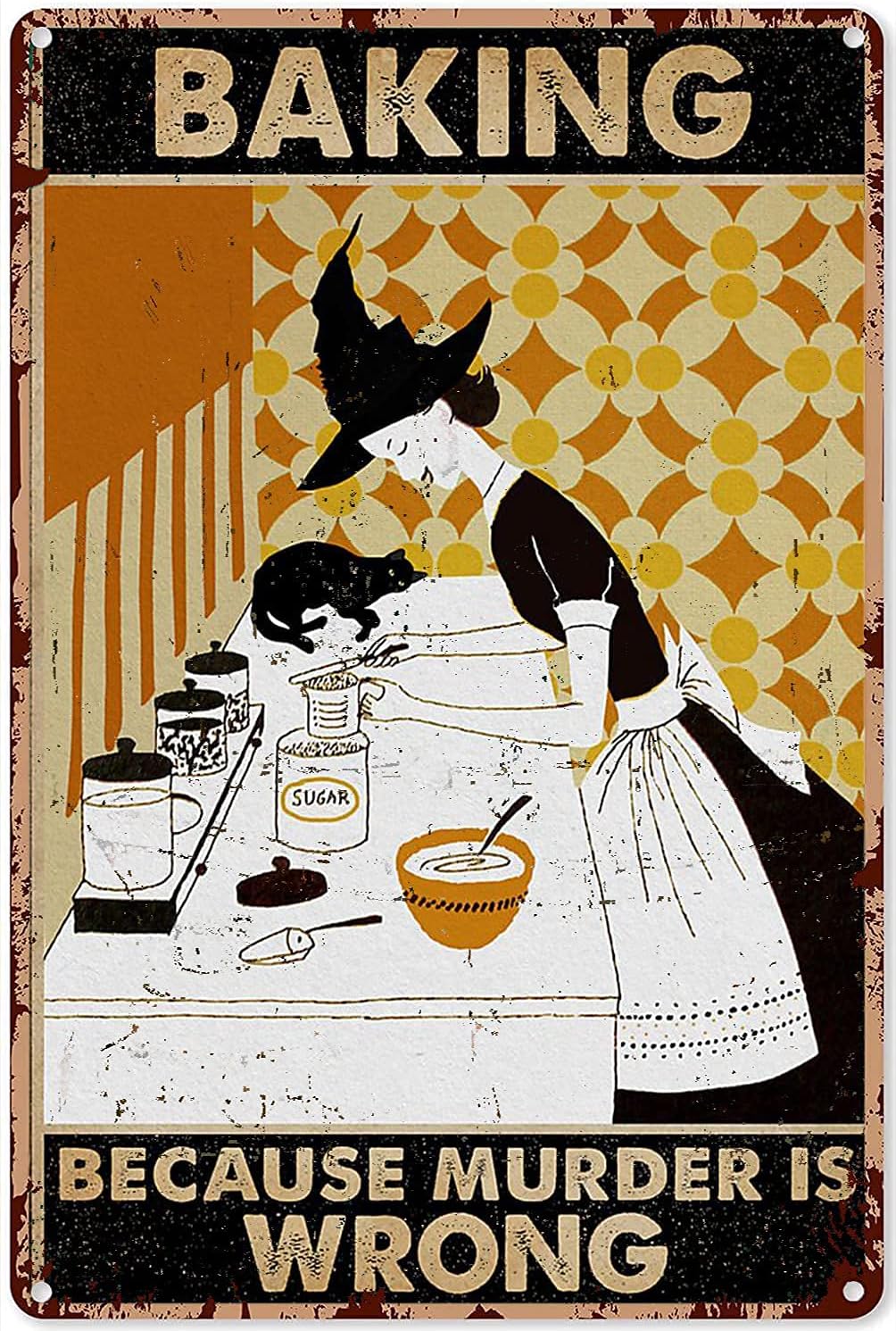 Placa de Metal Vintage Chique  - Kitchen Witch Baking avaliação e preço