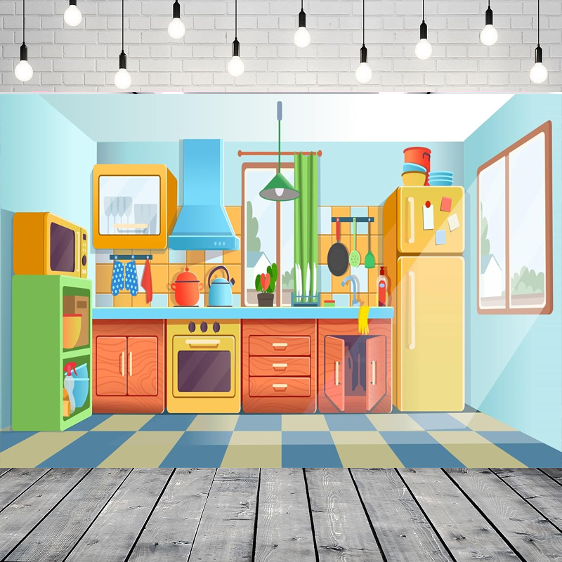 Fundo fotográfico para criança - Kitchen Baking Background avaliação e preço